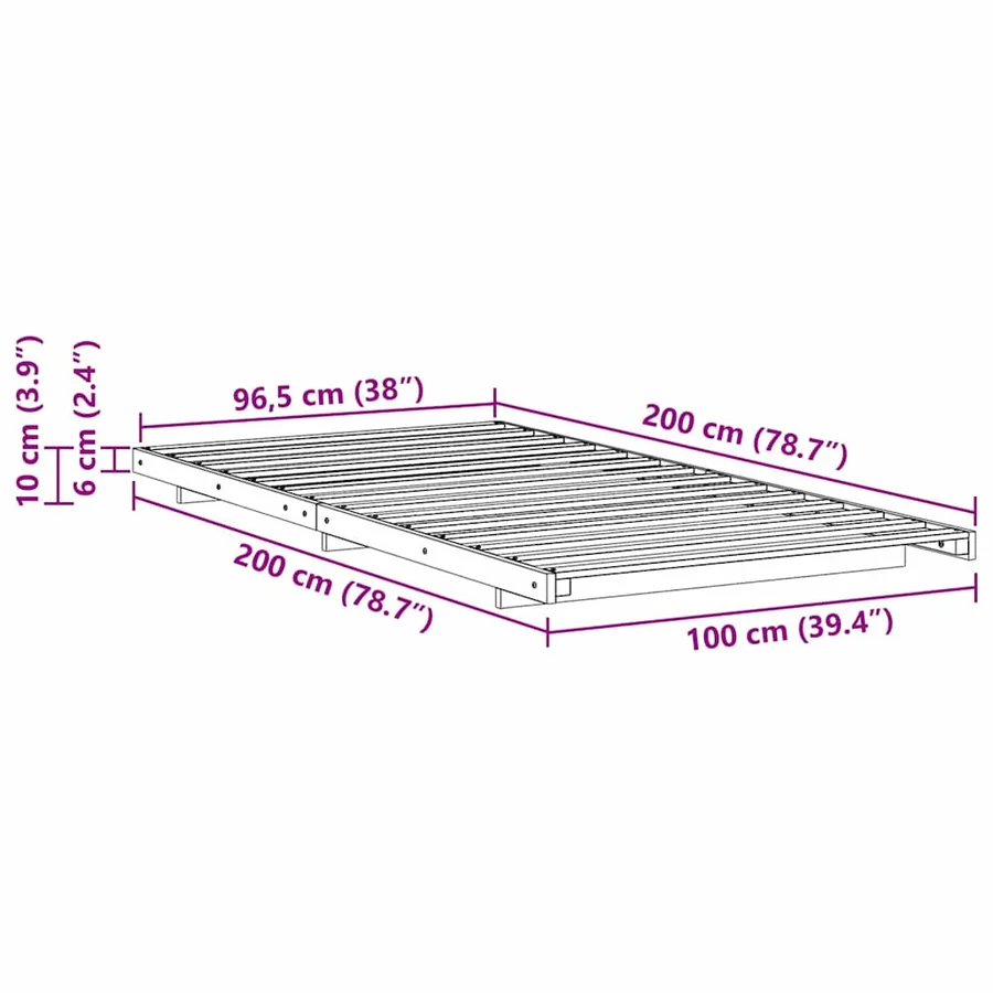 Cadre de lit Marron 100 x 200 cm Pin massif - 11