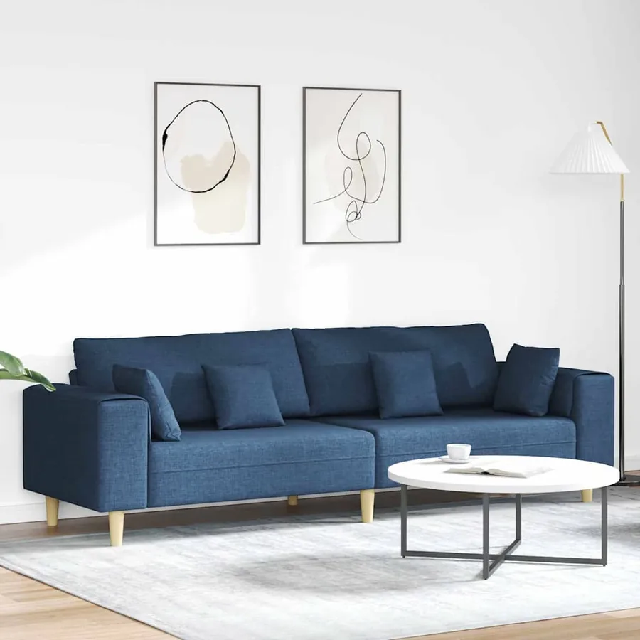 Canapé avec coussin Bleu 250 x 77 x 76 cm tissu