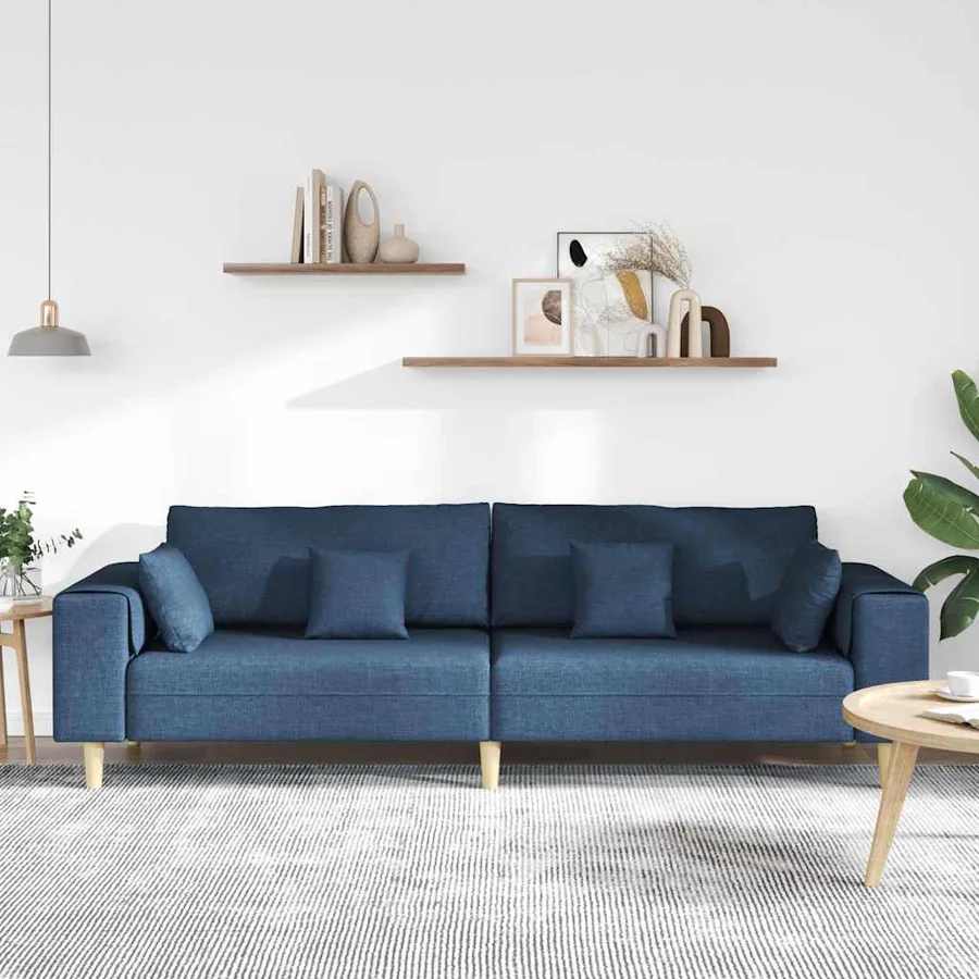 Canapé avec coussin Bleu 250 x 77 x 76 cm tissu - 3