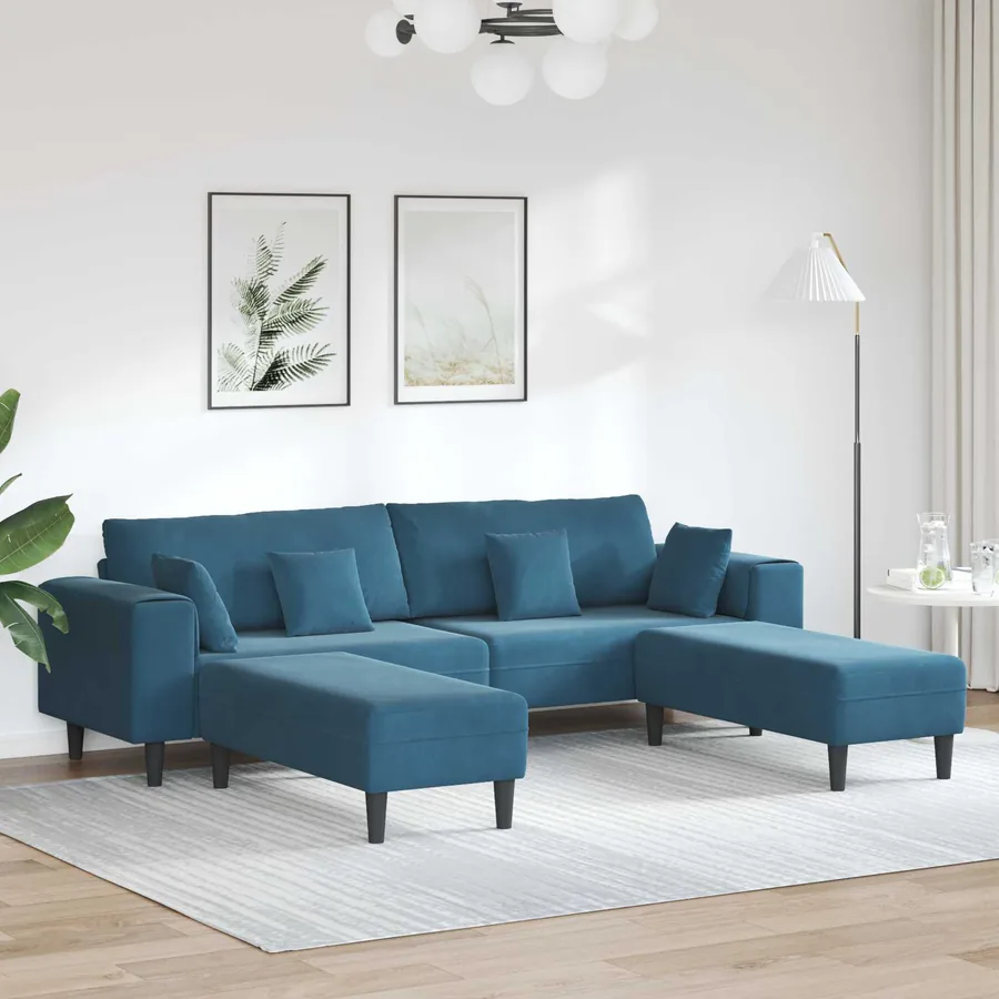 Canapé 3 pcs Bleu 250 x 188 x 76 cm Velours
