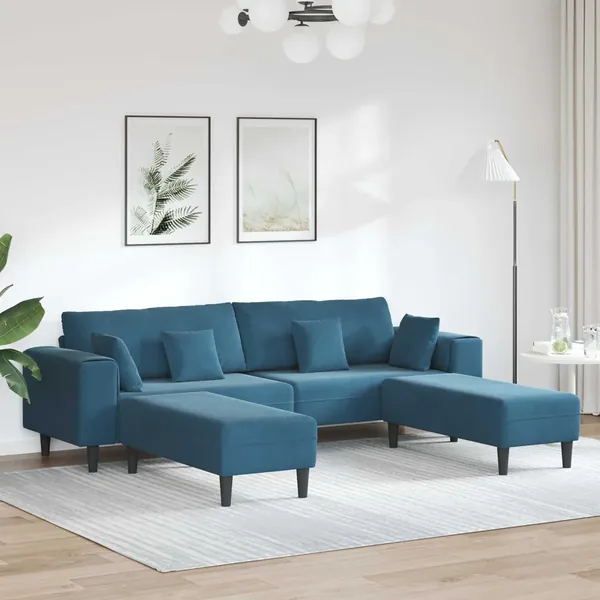 Canapé 3 pcs Bleu 250 x 188 x 76 cm Velours