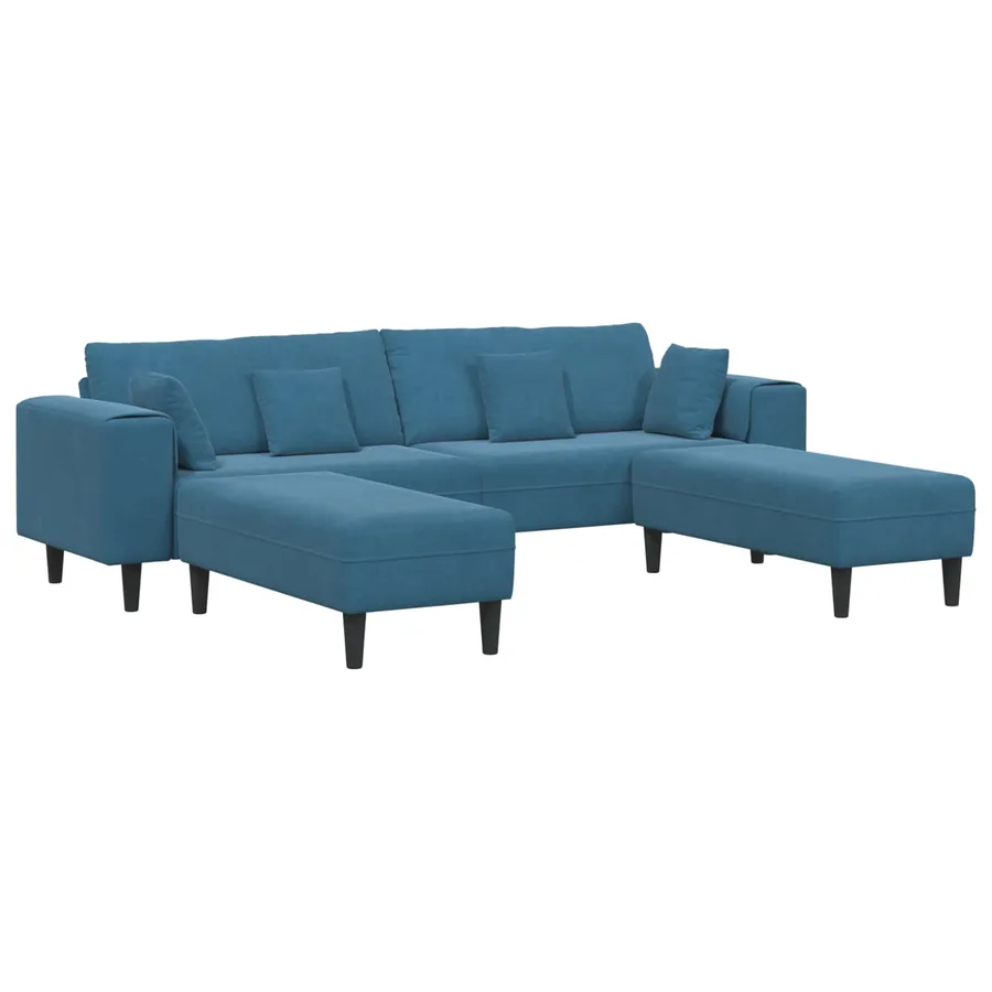 Canapé 3 pcs Bleu 250 x 188 x 76 cm Velours - 2