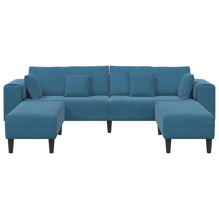 Canapé 3 pcs Bleu 250 x 188 x 76 cm Velours - 4