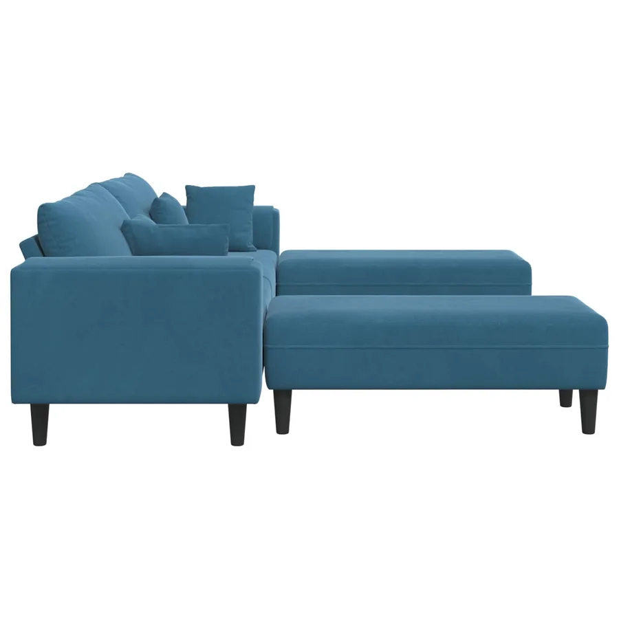 Canapé 3 pcs Bleu 250 x 188 x 76 cm Velours - 5