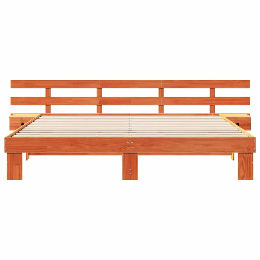 Cadre de lit avec tête de lit Marron 200 x 200 cm Pin massif - 5