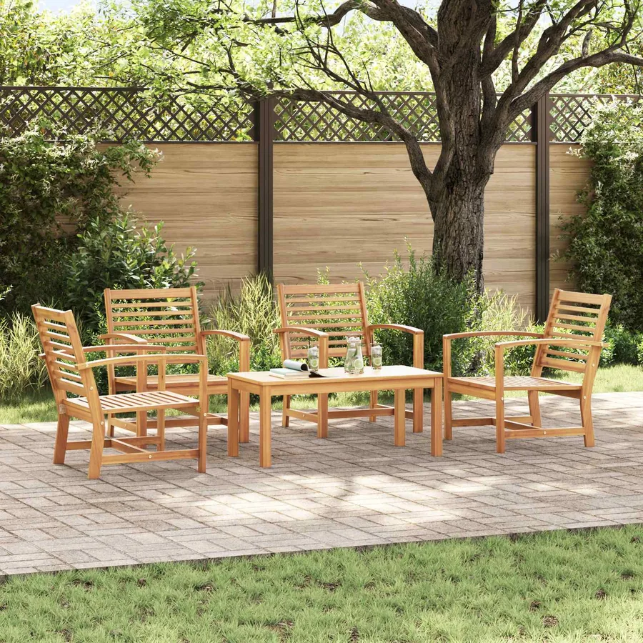 Ensemble de canapé de jardin 5 pcs Naturel Bois de teck massif