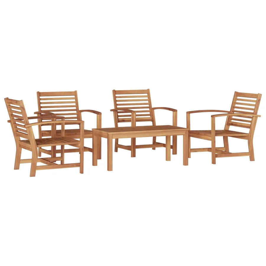 Ensemble de canapé de jardin 5 pcs Naturel Bois de teck massif - 2