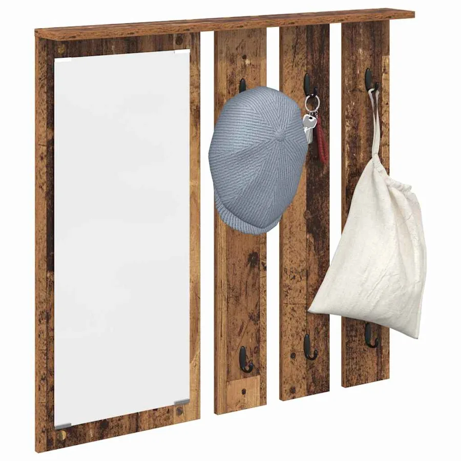 Porte-manteau mural avec étagère Bois ancien 84 x 10 x 80 cm - 3