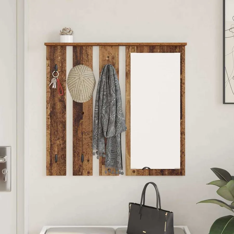 Porte-manteau mural avec étagère Bois ancien 84 x 10 x 80 cm - 4