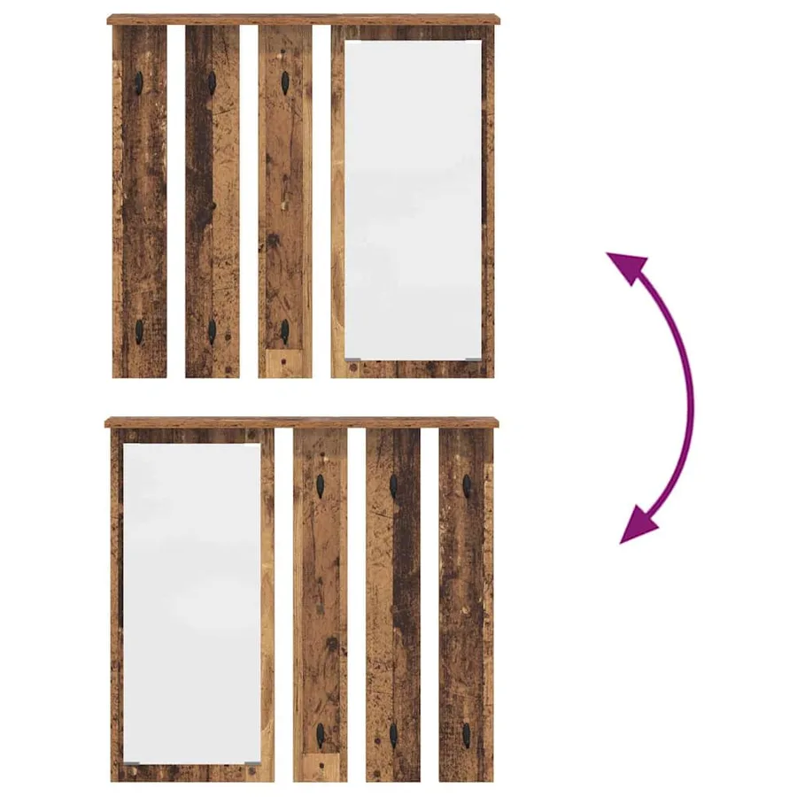 Porte-manteau mural avec étagère Bois ancien 84 x 10 x 80 cm - 8