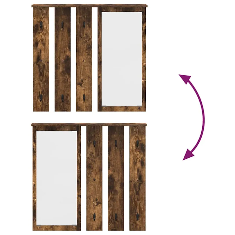 Porte-manteau mural avec étagère Chêne fumé 84 x 10 x 80 cm - 8