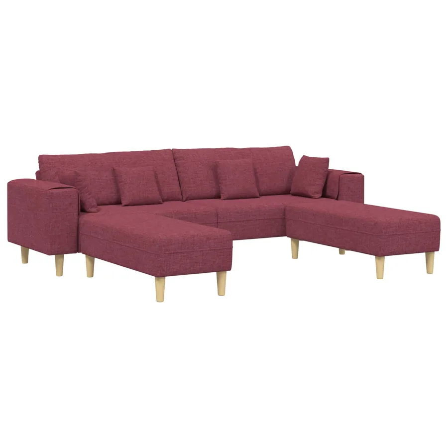 Canapé avec coussin 3 pcs Bordeaux tissu - 2