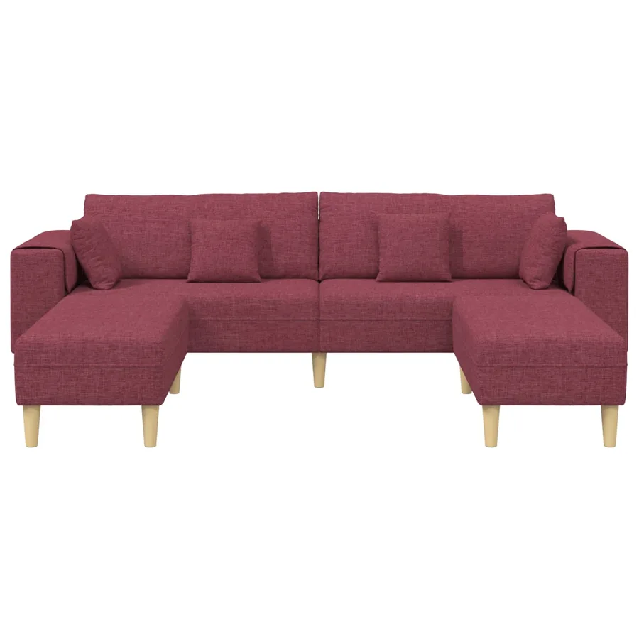 Canapé avec coussin 3 pcs Bordeaux tissu - 4