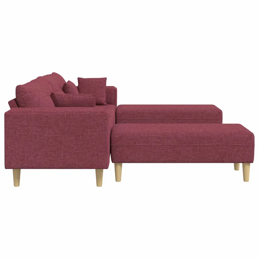 Canapé avec coussin 3 pcs Bordeaux tissu - 5