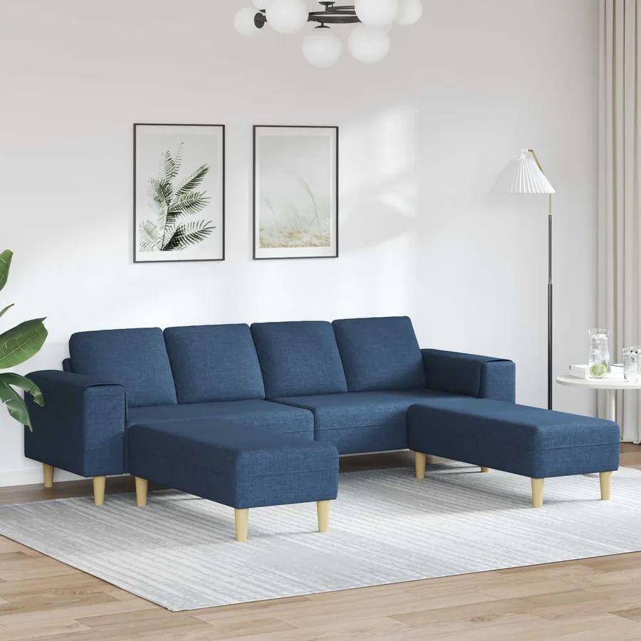 Canapé de salon 3 pcs Bleu Polyester