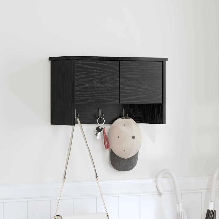 Porte-manteau mural avec étagère Chêne noir 50 x 20 x 30 cm