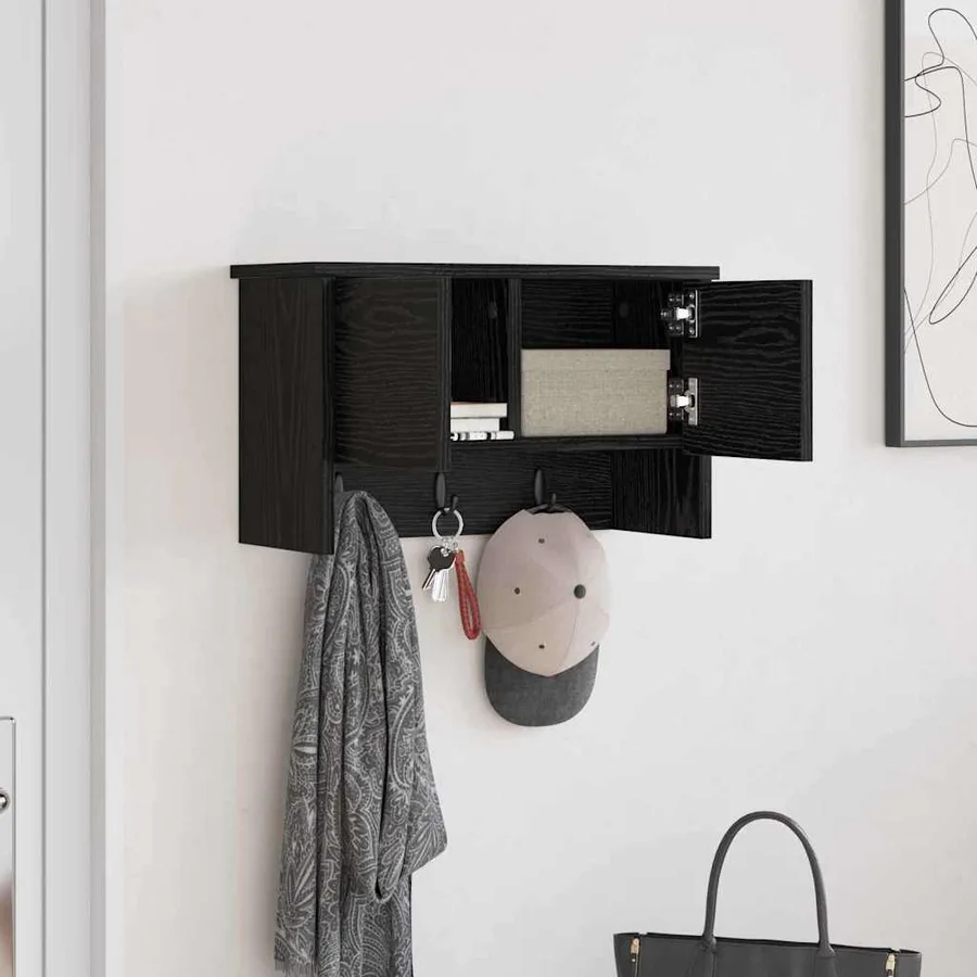 Porte-manteau mural avec étagère Chêne noir 50 x 20 x 30 cm - 4