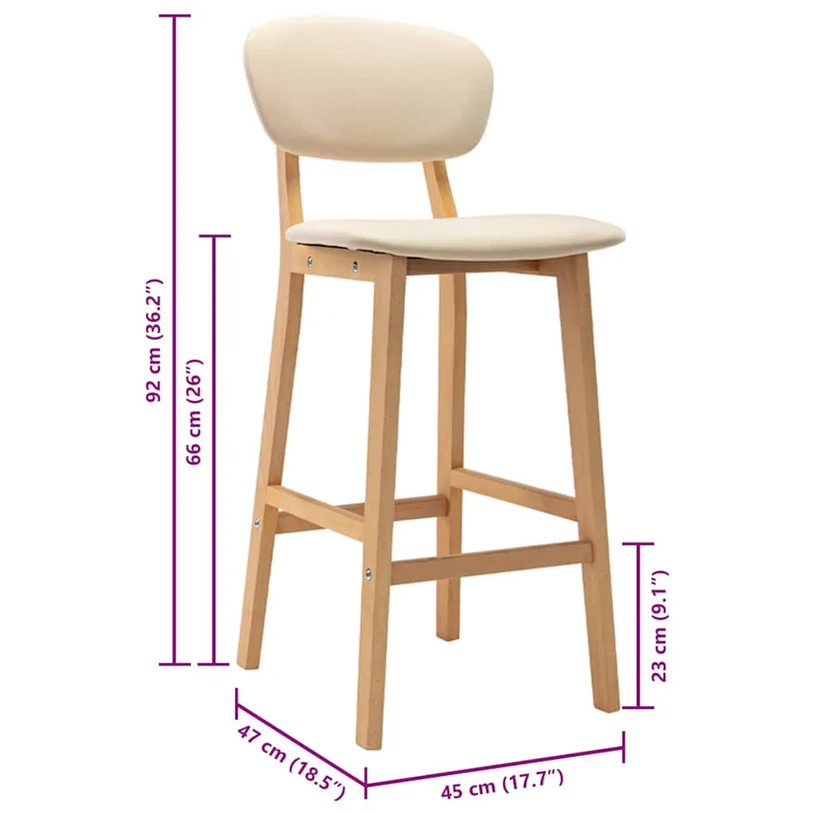 Tabourets de bar lot de 2 crème tissu - 8