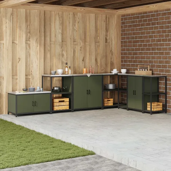 Rangement de cuisine HATTEM Vert olive 90 x 50 x 53 cm Acier