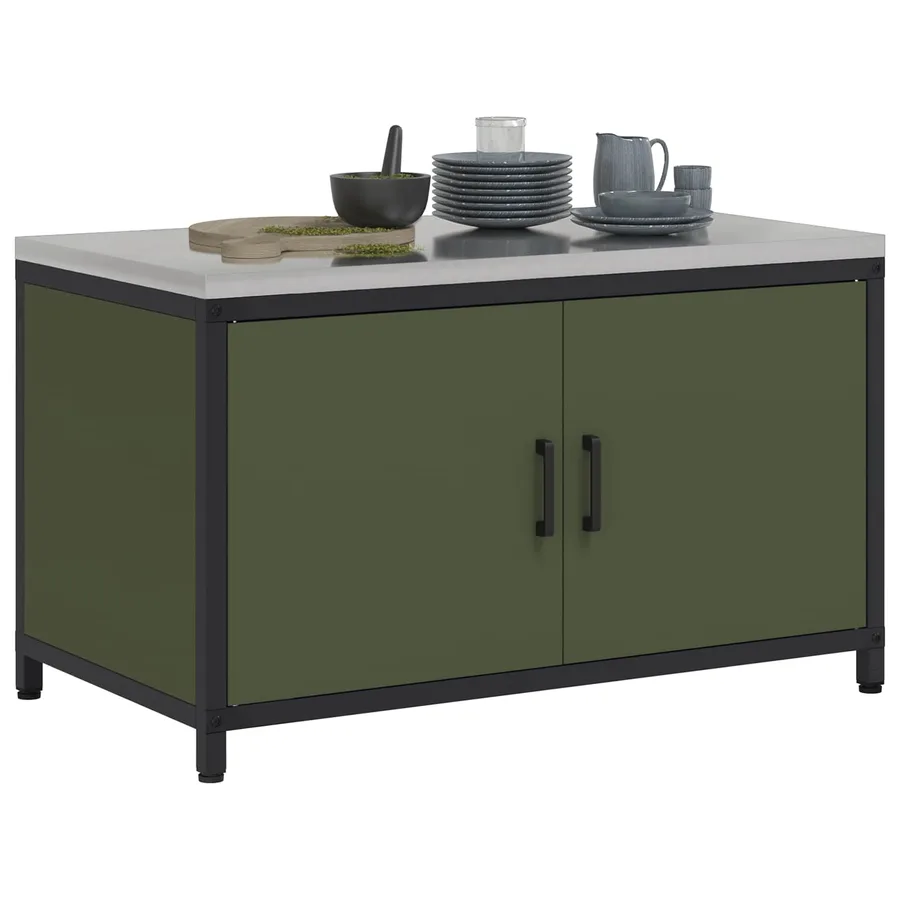 Rangement de cuisine HATTEM Vert olive 90 x 50 x 53 cm Acier - 3