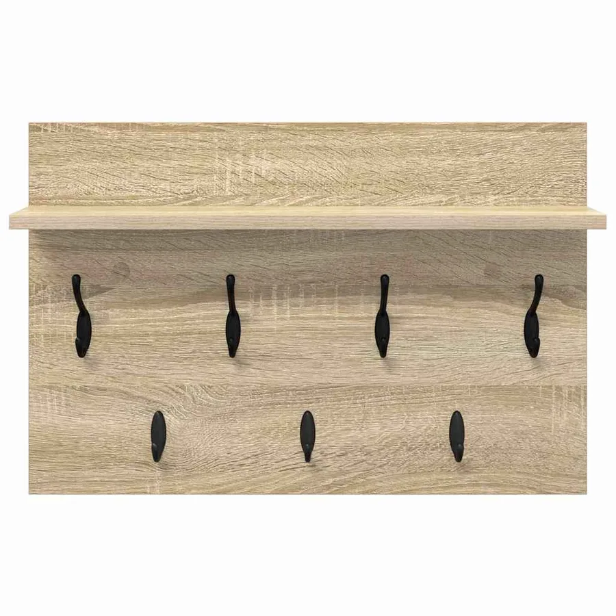 Porte-manteau mural avec étagère Chêne Sonoma 60 x 40 x 12 cm - 5