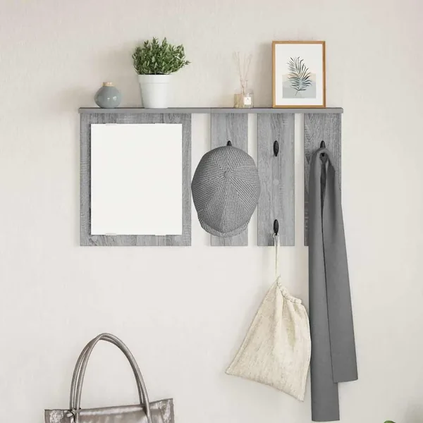 Porte-manteau mural avec étagère Sonoma gris 85 x 10 x 45 cm