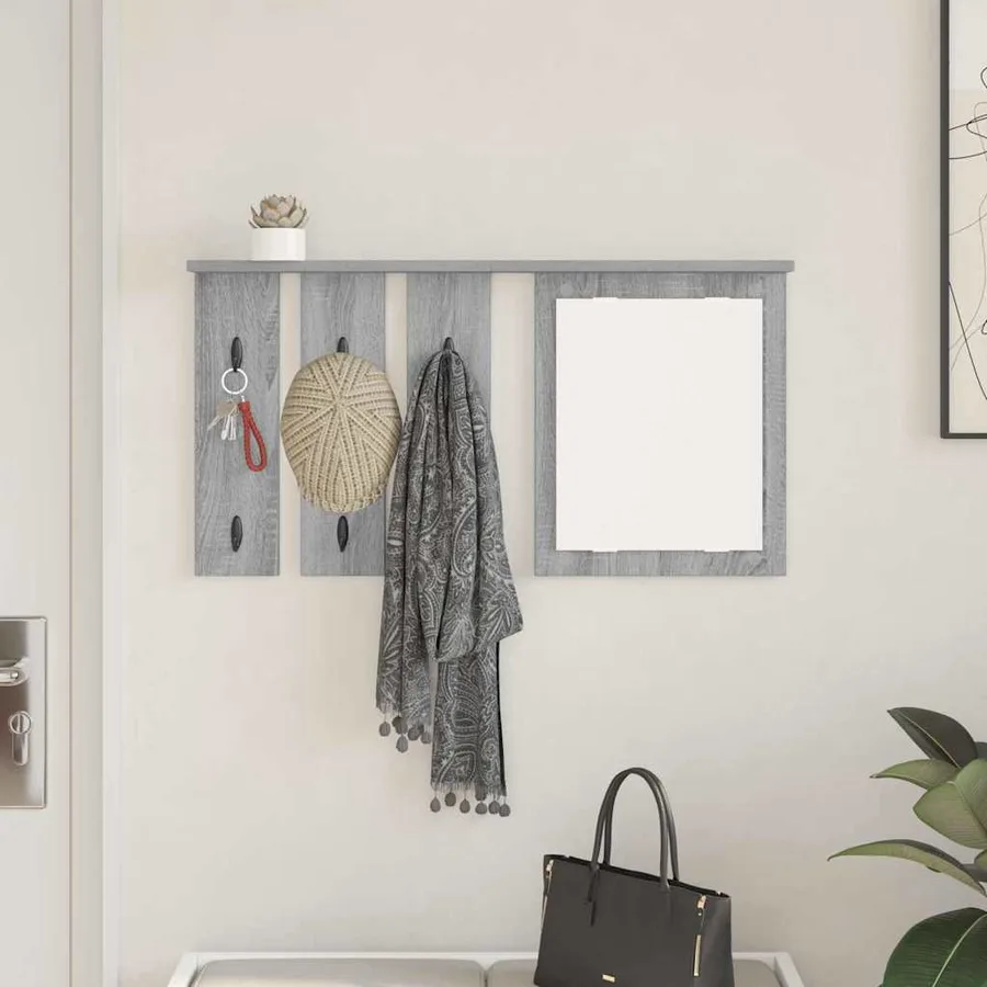 Porte-manteau mural avec étagère Sonoma gris 85 x 10 x 45 cm - 4