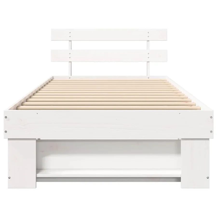 Cadre de lit avec tête de lit Blanc 75 x 190 cm Pin massif - 5