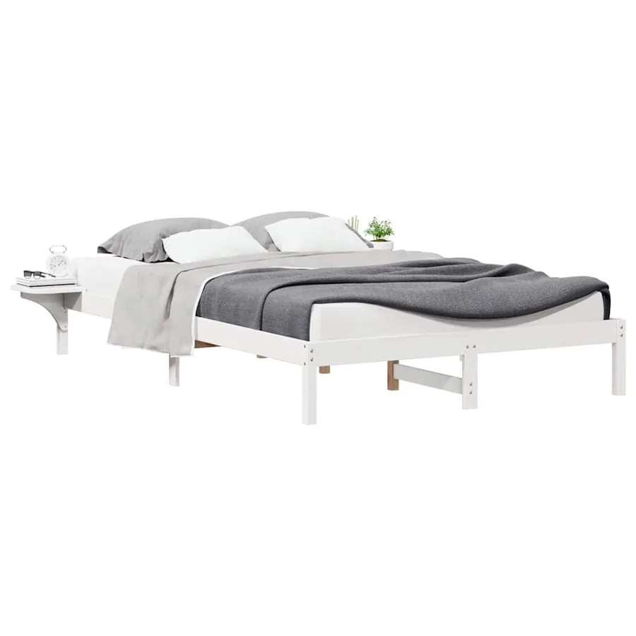 Cadre de lit avec tables de chevet Blanc 140 x 210 cm - 3