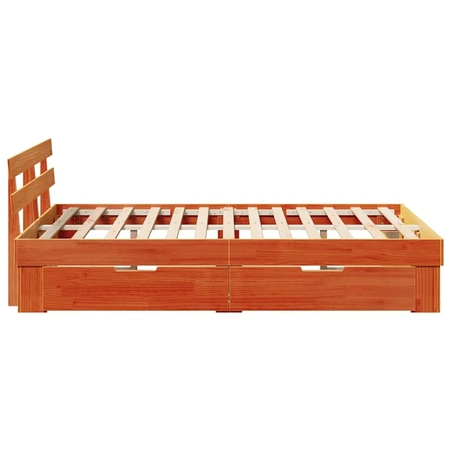 Cadre de lit avec tête de lit Brun cire 140 x 190 cm Pin massif - 9
