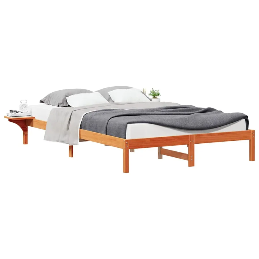 Cadre de lit avec tables de chevet Brun cire 160 x 210 cm - 3