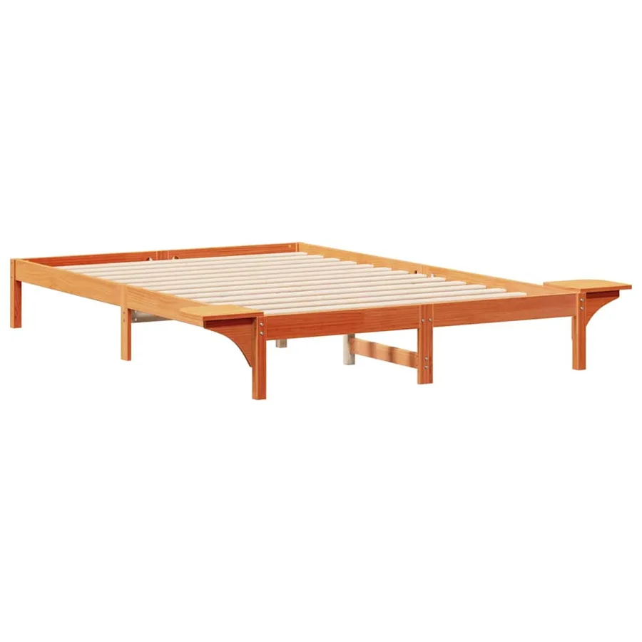 Cadre de lit avec tables de chevet Brun cire 160 x 210 cm - 7