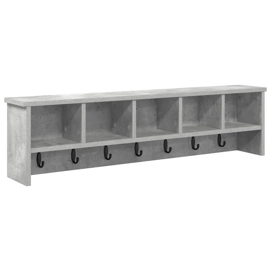 Porte-manteau mural avec étagère Gris béton 100 x 16 x 26 cm - 2