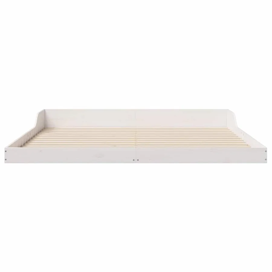 Cadre de lit Blanc 200 x 220 cm Pin massif - 5