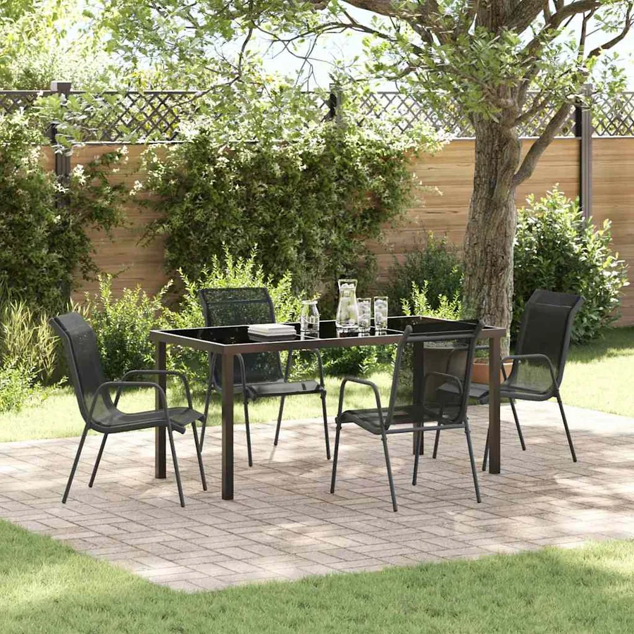 Ensemble de salle à manger pour jardin 5 pcs Noir