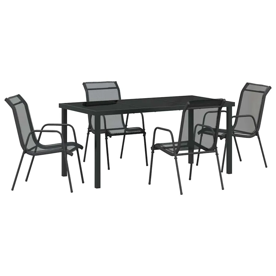 Ensemble de salle à manger pour jardin 5 pcs Noir - 2
