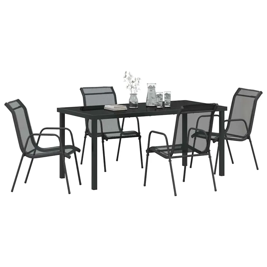 Ensemble de salle à manger pour jardin 5 pcs Noir - 3