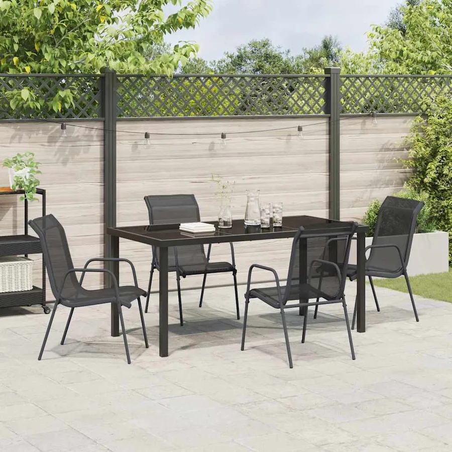 Ensemble de salle à manger pour jardin 5 pcs Noir - 4
