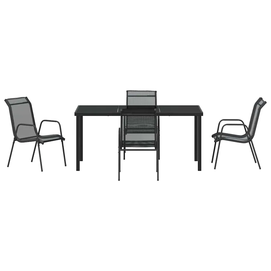Ensemble de salle à manger pour jardin 5 pcs Noir - 7