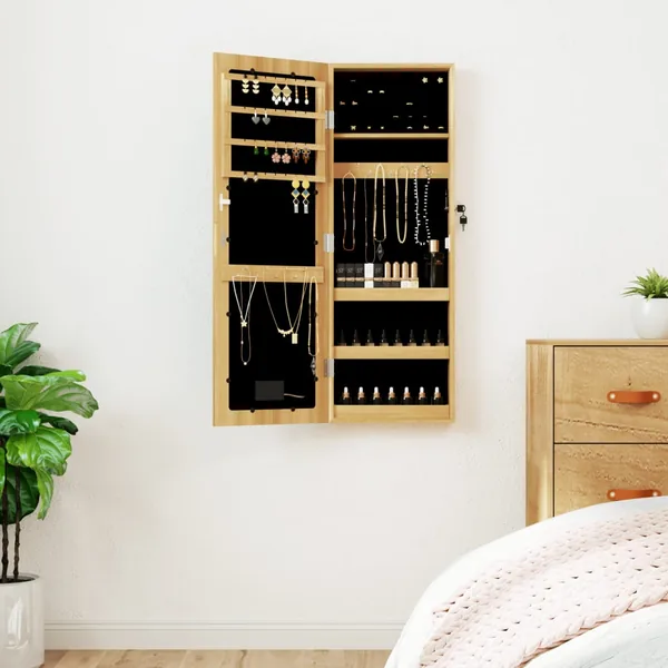 Armoire à bijoux avec miroir et éclairage LED mural