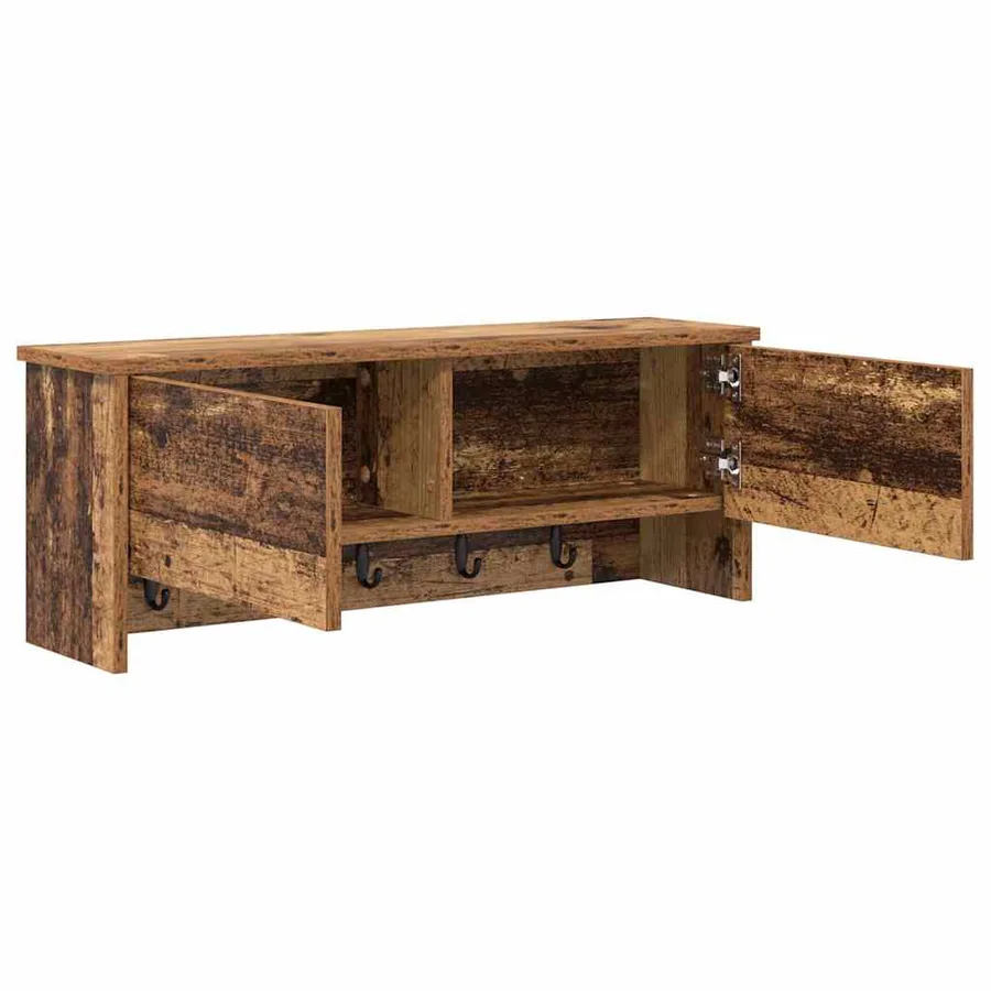 Porte-manteau mural avec étagère Bois ancien 80 x 20 x 30 cm - 5
