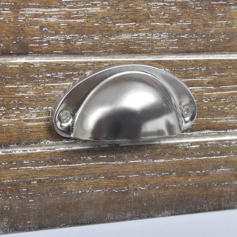 Table de chevet avec 1 tiroir Marron et blanc - 5