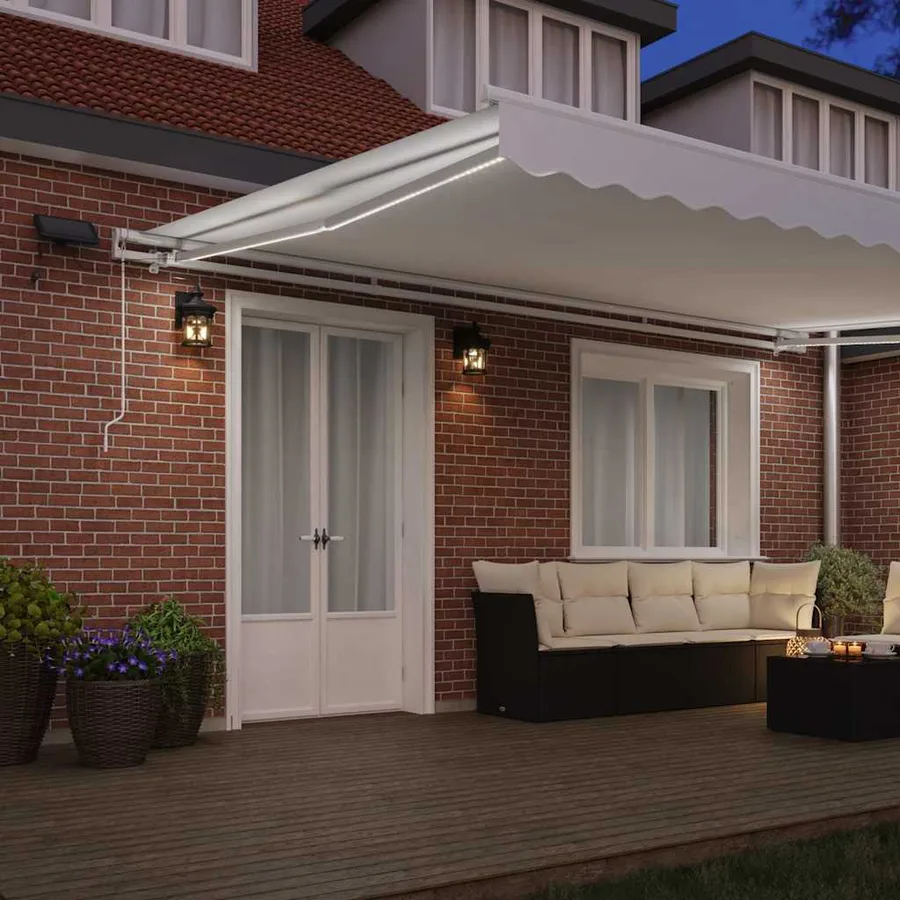 Auvent rétractable Blanc 500 × 350 cm Tissu et Aluminium - 3