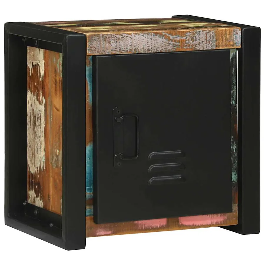 Armoire de salle de bain avec porte Marron Bois Recyclé Solide - 3