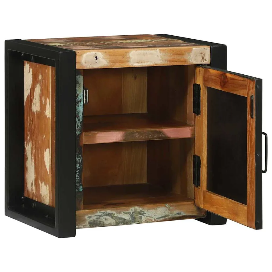 Armoire de salle de bain avec porte Marron Bois Recyclé Solide - 4