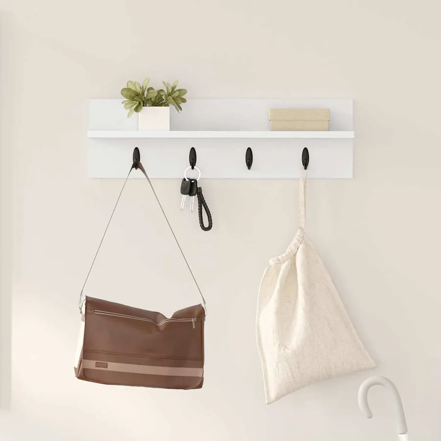 Porte-manteau mural Blanc 60 x 10,5 x 18 cm Bois d'ingénierie