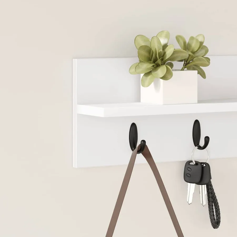 Porte-manteau mural Blanc 60 x 10,5 x 18 cm Bois d'ingénierie - 4