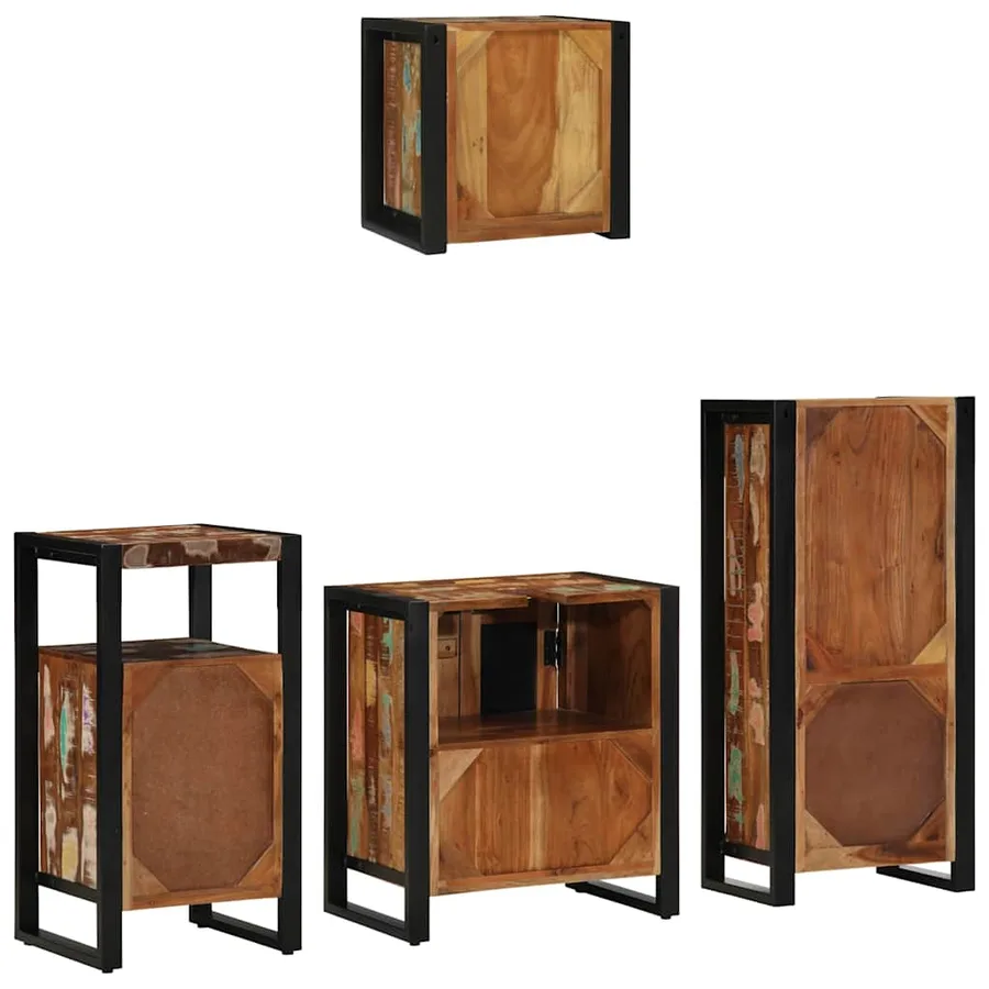 Ensemble de mobilier de salle de bain 4 pcs Bois Recyclé Solide - 10