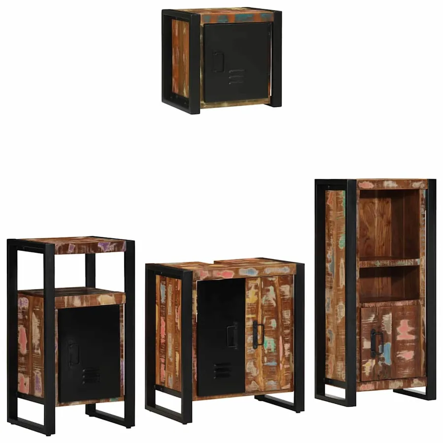 Ensemble de mobilier de salle de bain 4 pcs Bois Recyclé Solide - 2