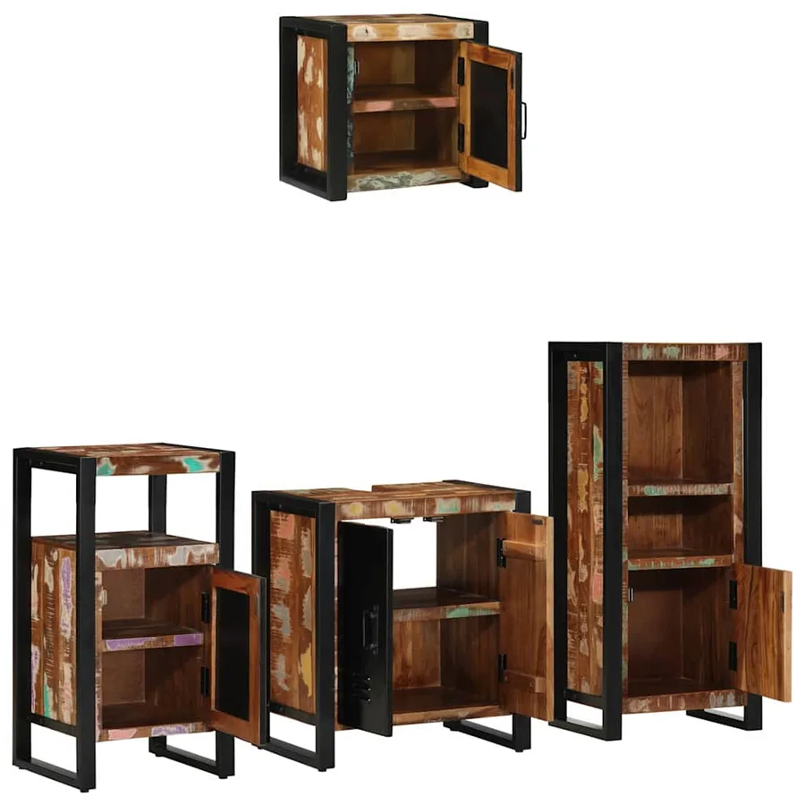 Ensemble de mobilier de salle de bain 4 pcs Bois Recyclé Solide - 4
